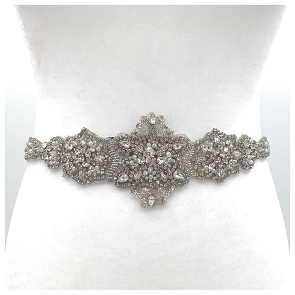 Allure Bridals Sash Large Crystal Beaded Rhinestones Bling main image 2